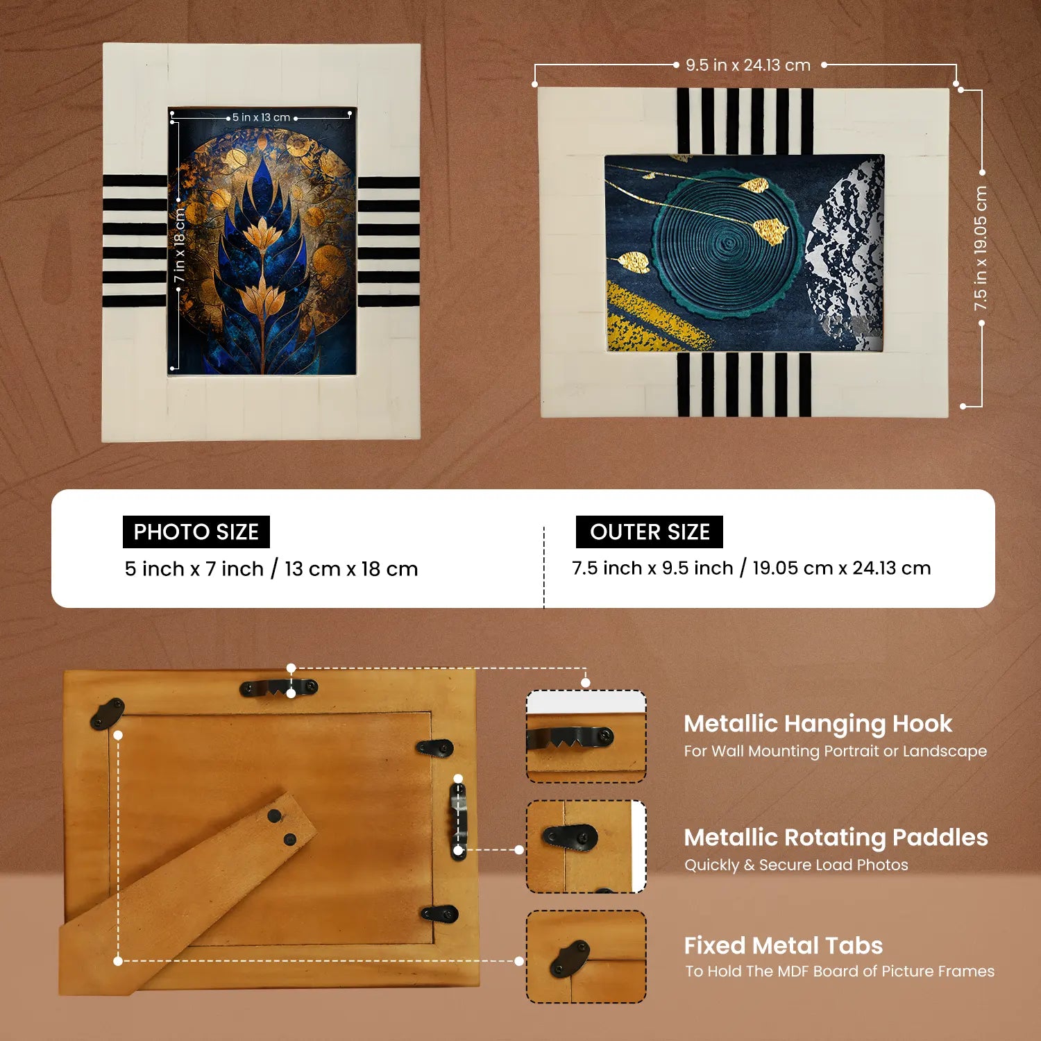 Contour Lado Black & White Inlay Picture Frame