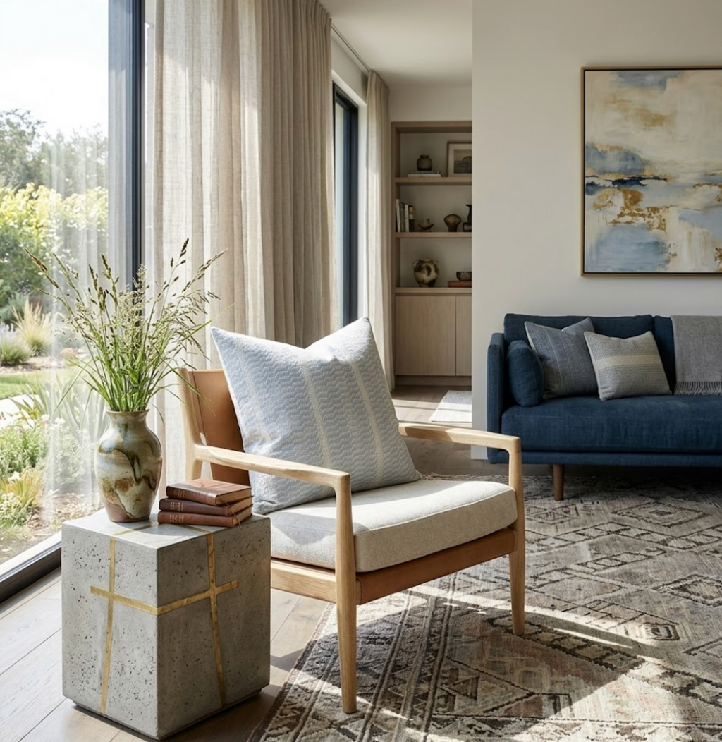 Pilar Pillow Cover in Bluebell, Susan Connor Textiles