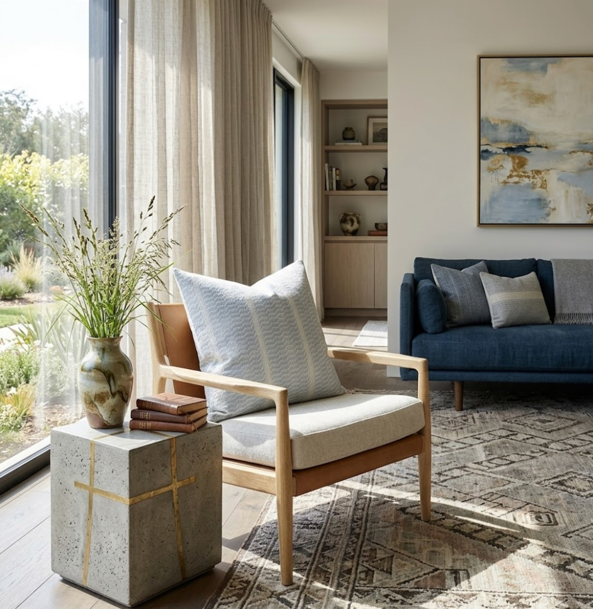 Pilar Pillow Cover in Bluebell, Susan Connor Textiles