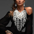 Women's Pearl Cluster Statement Necklace Jewelry Set