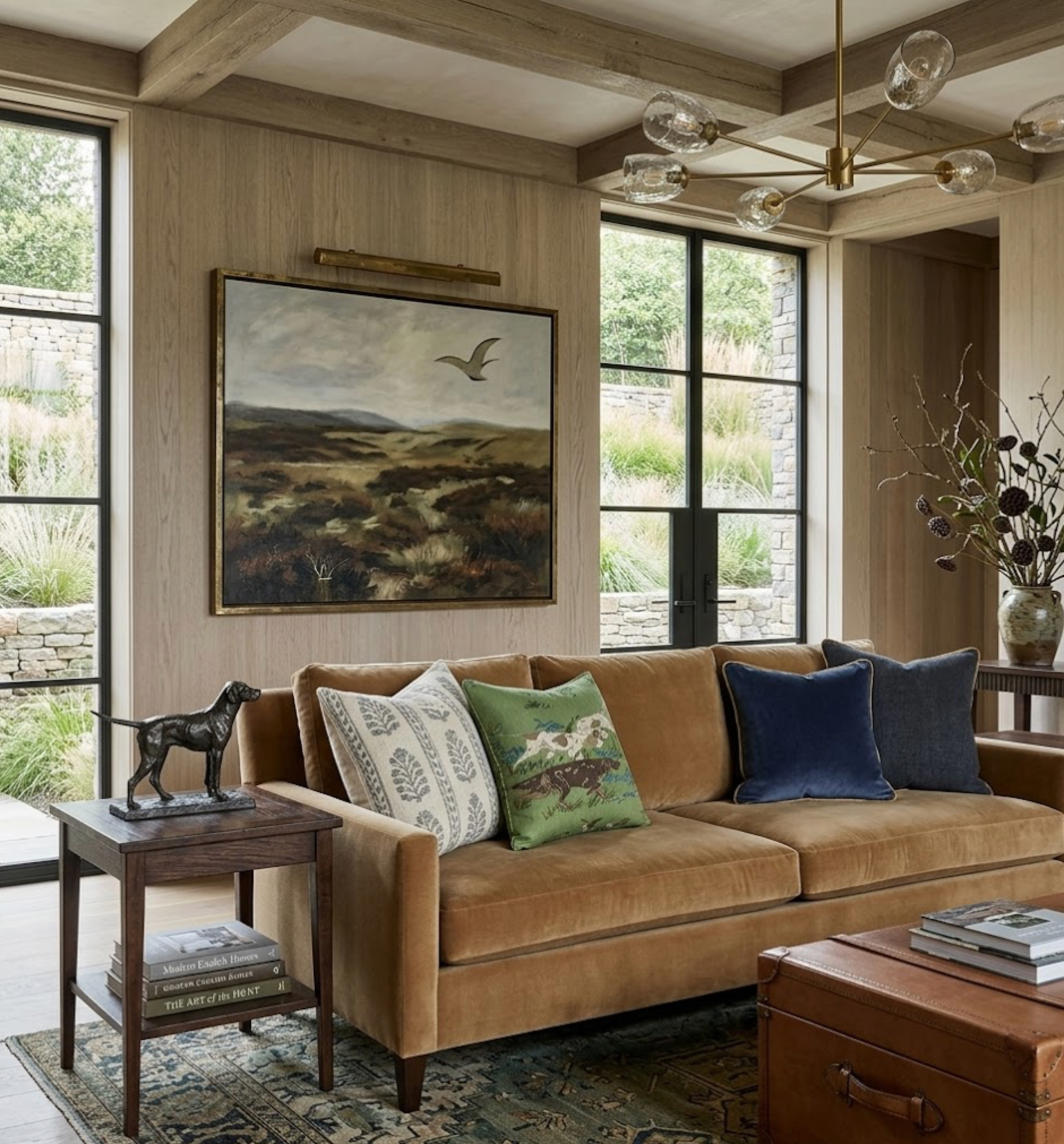 Pointers Pillow Cover in Meadow Green, Schumacher Textiles