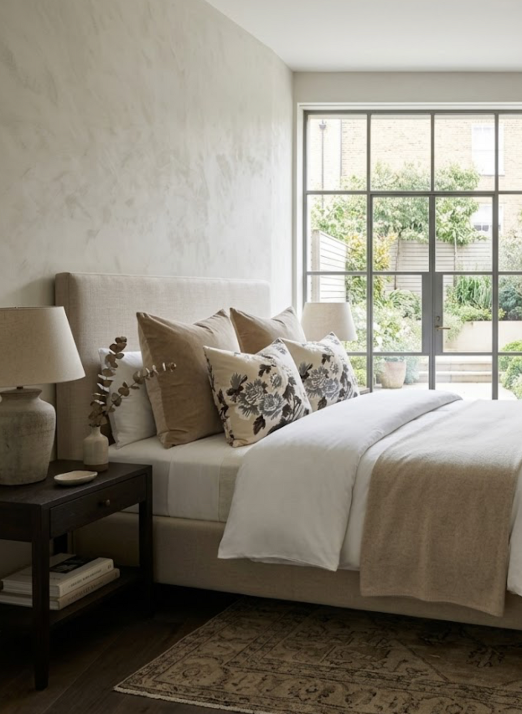 Pyne Hollyhock Pillow Cover in Charcoal, Schumacher Textiles