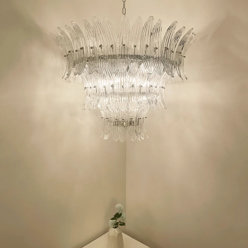 Palm Leaves Transparent Glass Chandelier