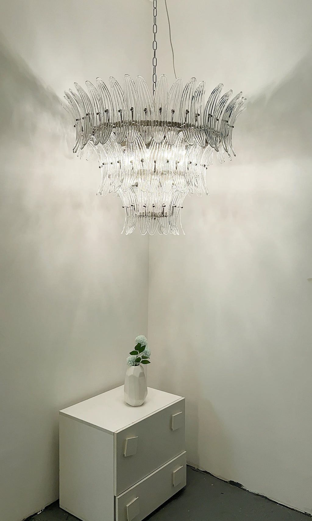 Palm Leaves Transparent Glass Chandelier