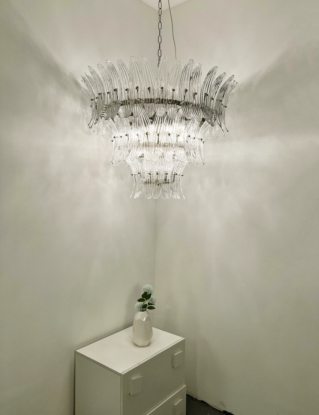 Palm Leaves Transparent Glass Chandelier