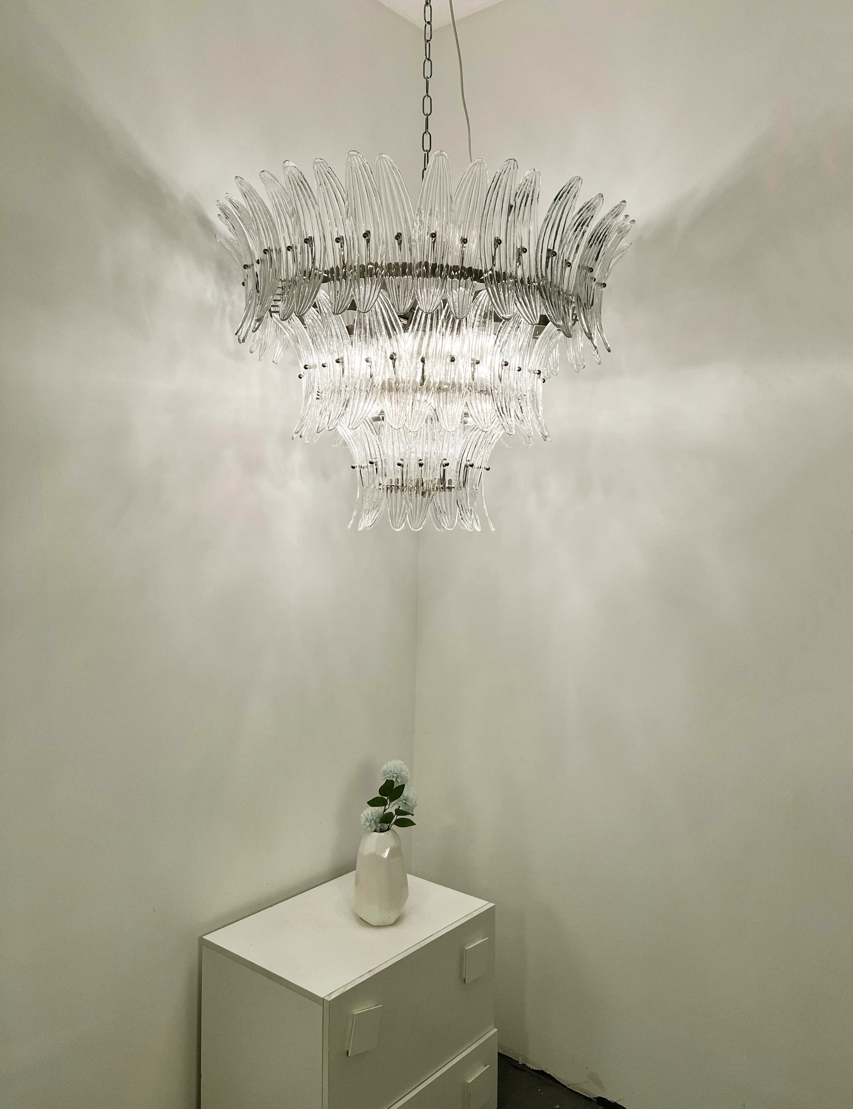 Palm Leaves Transparent Glass Chandelier