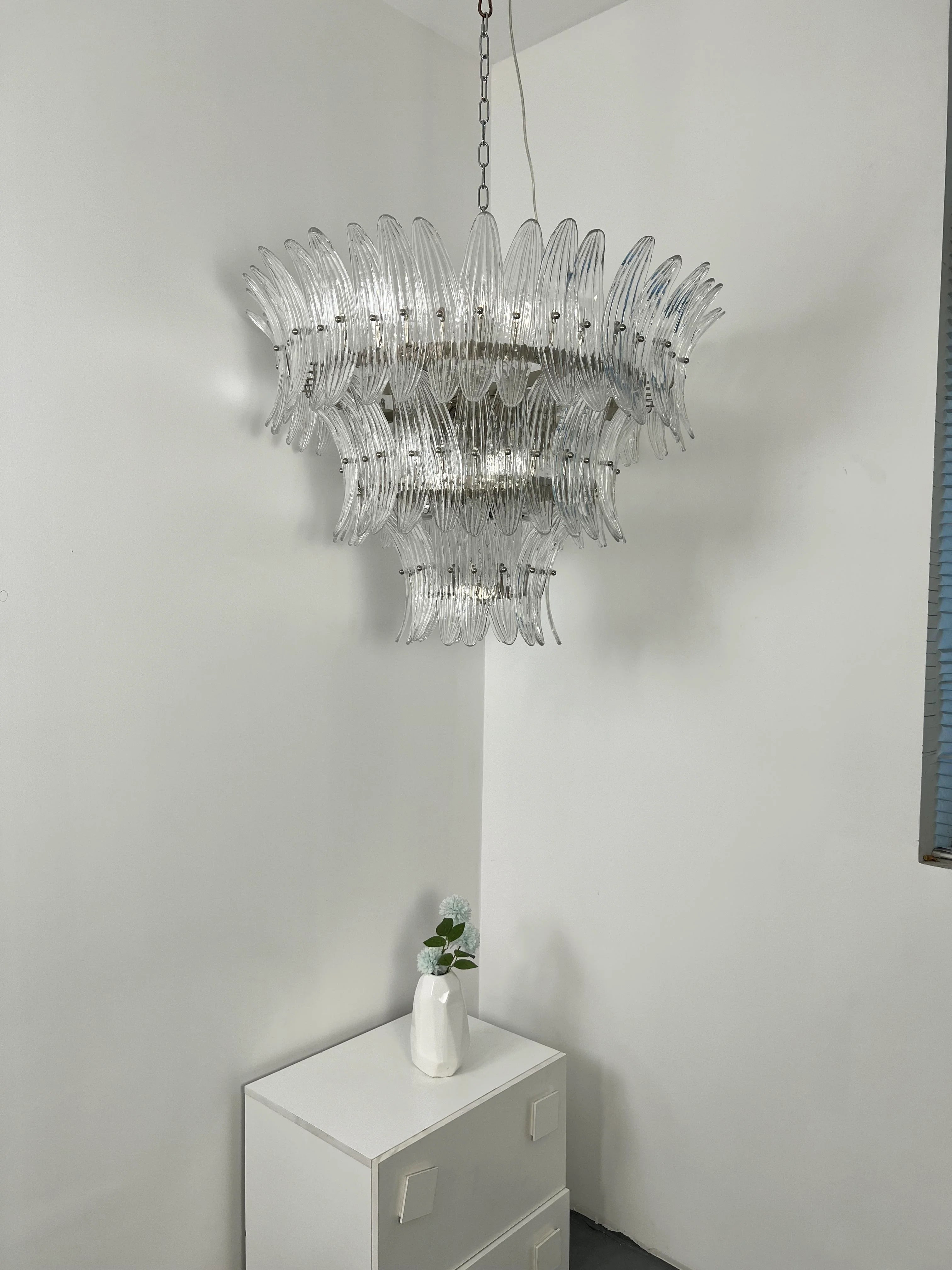 Palm Leaves Transparent Glass Chandelier