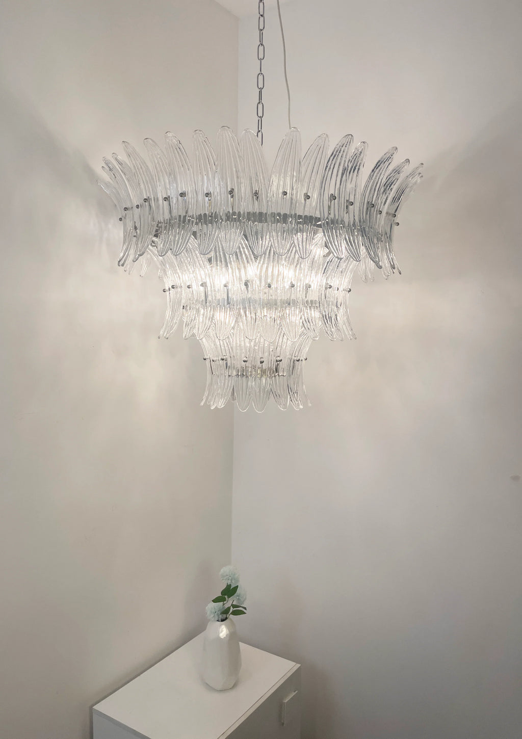 Palm Leaves Transparent Glass Chandelier