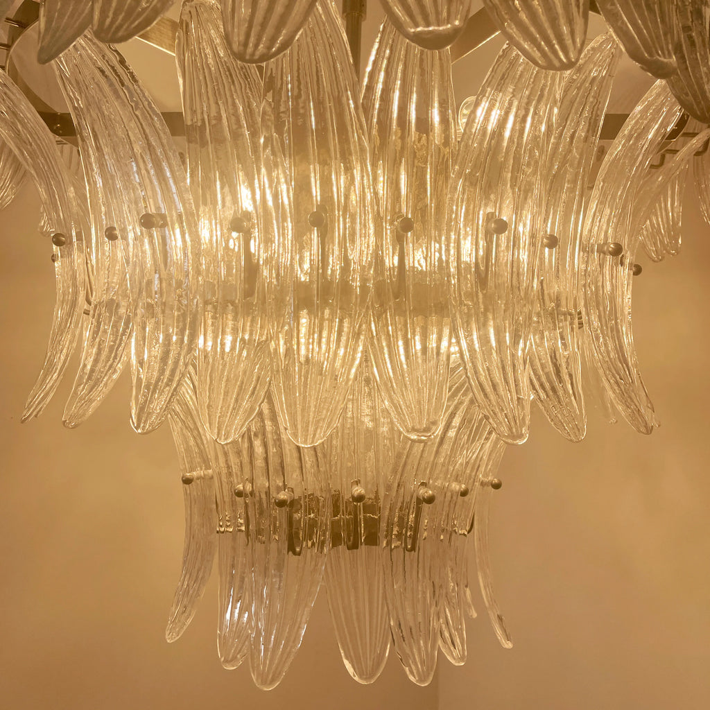 Palm Leaves Transparent Glass Chandelier