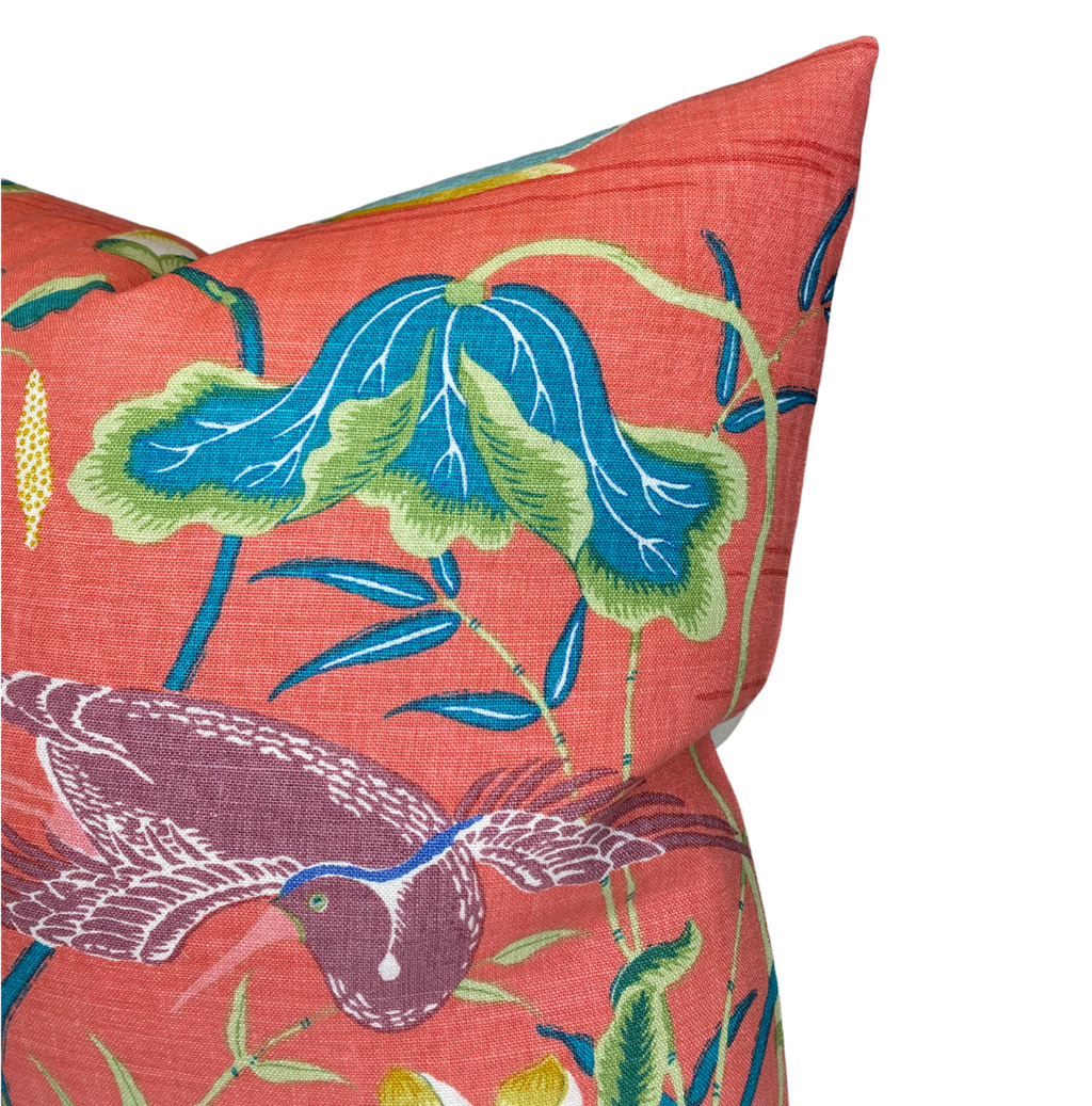 Lotus Garden Pillow Cover in Red, Schumacher Textiles