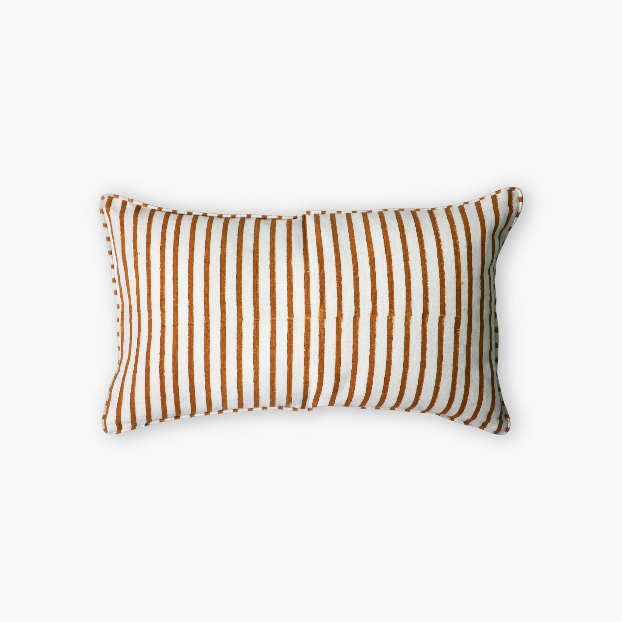 Bahaar Linen Lumbar Pillow Cover — Ginger & Blue