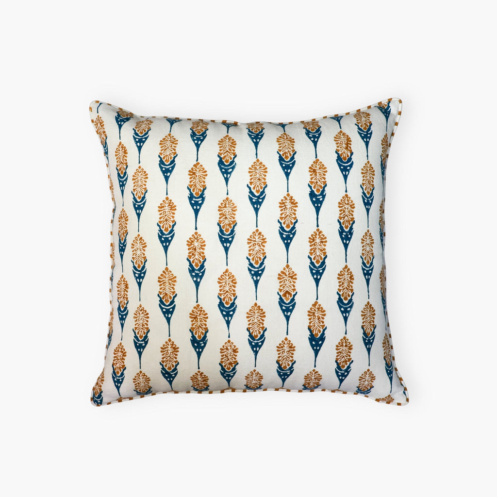 Bahaar Linen Pillow Cover — Ginger & Blue