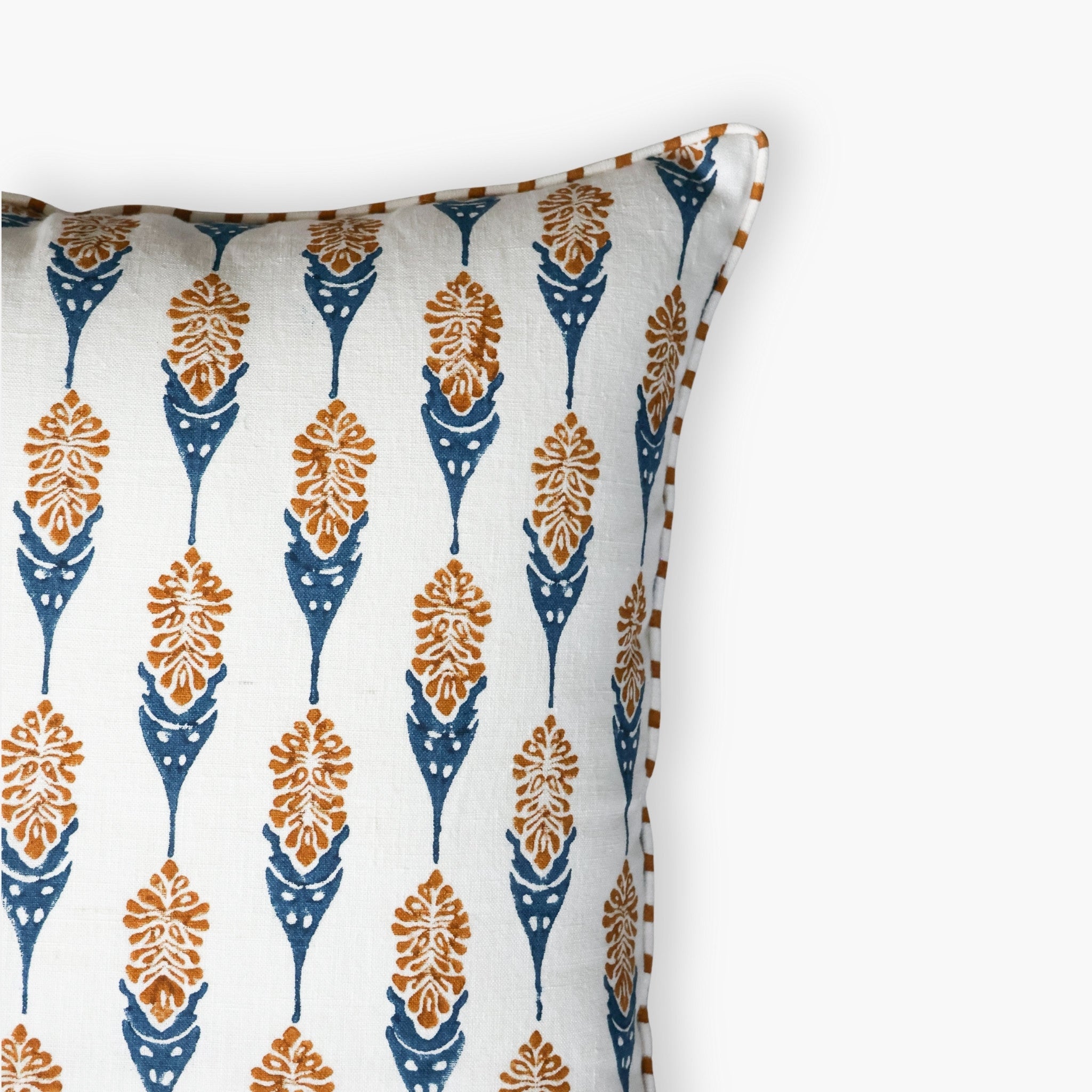Bahaar Linen Pillow Cover — Ginger & Blue