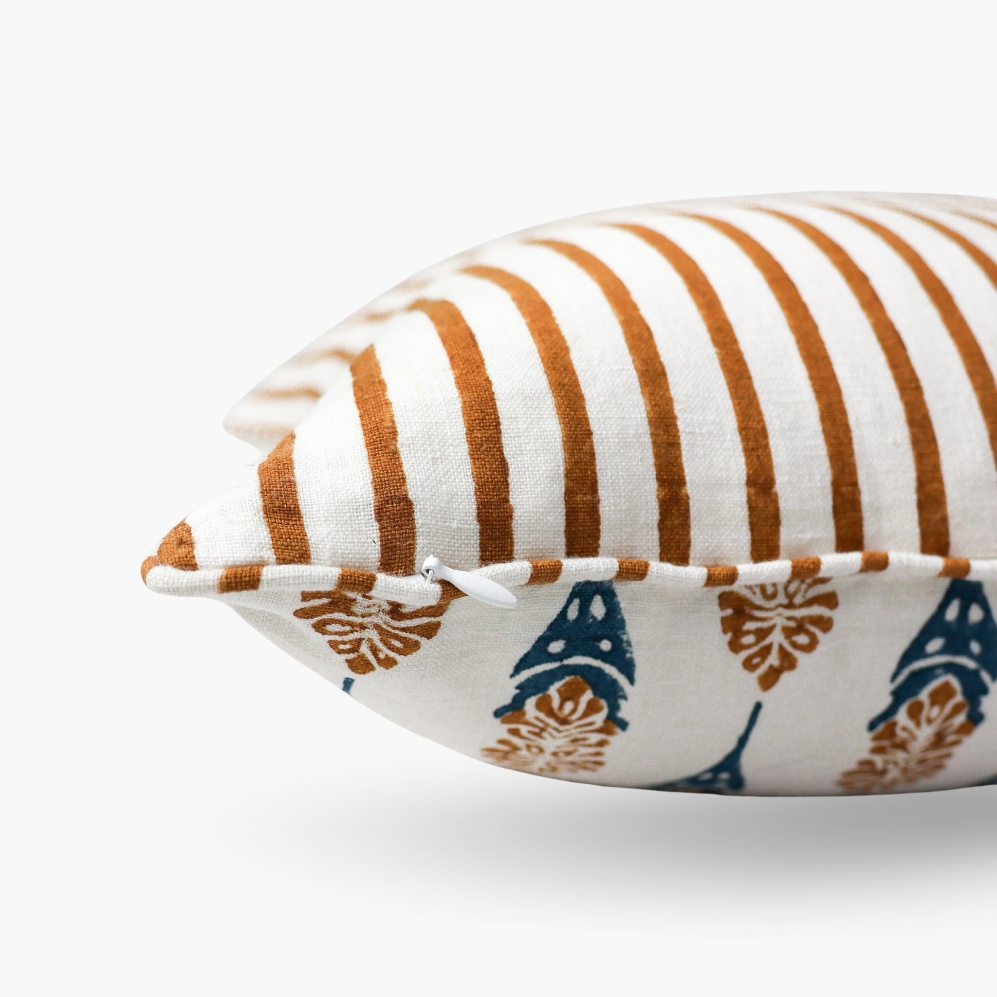 Bahaar Linen Pillow Cover — Ginger & Blue