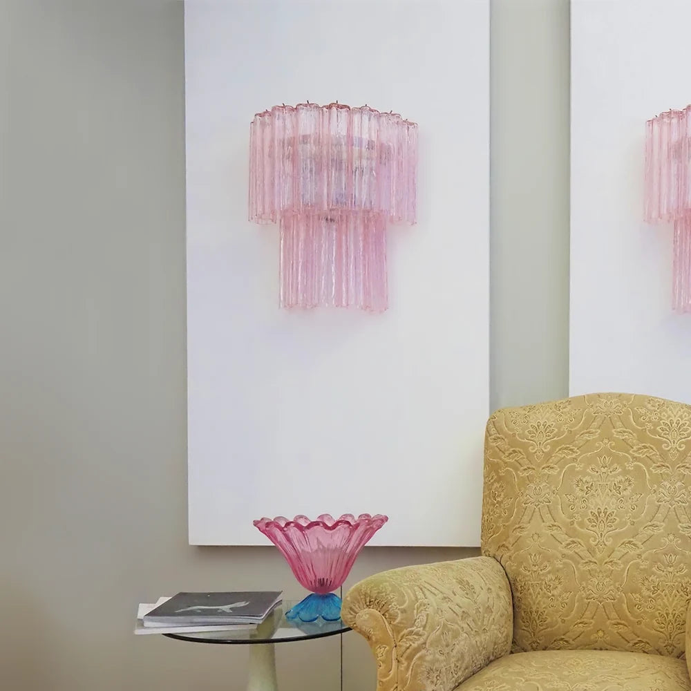 Star Shaped Murano Pink Glass Wall Lamp