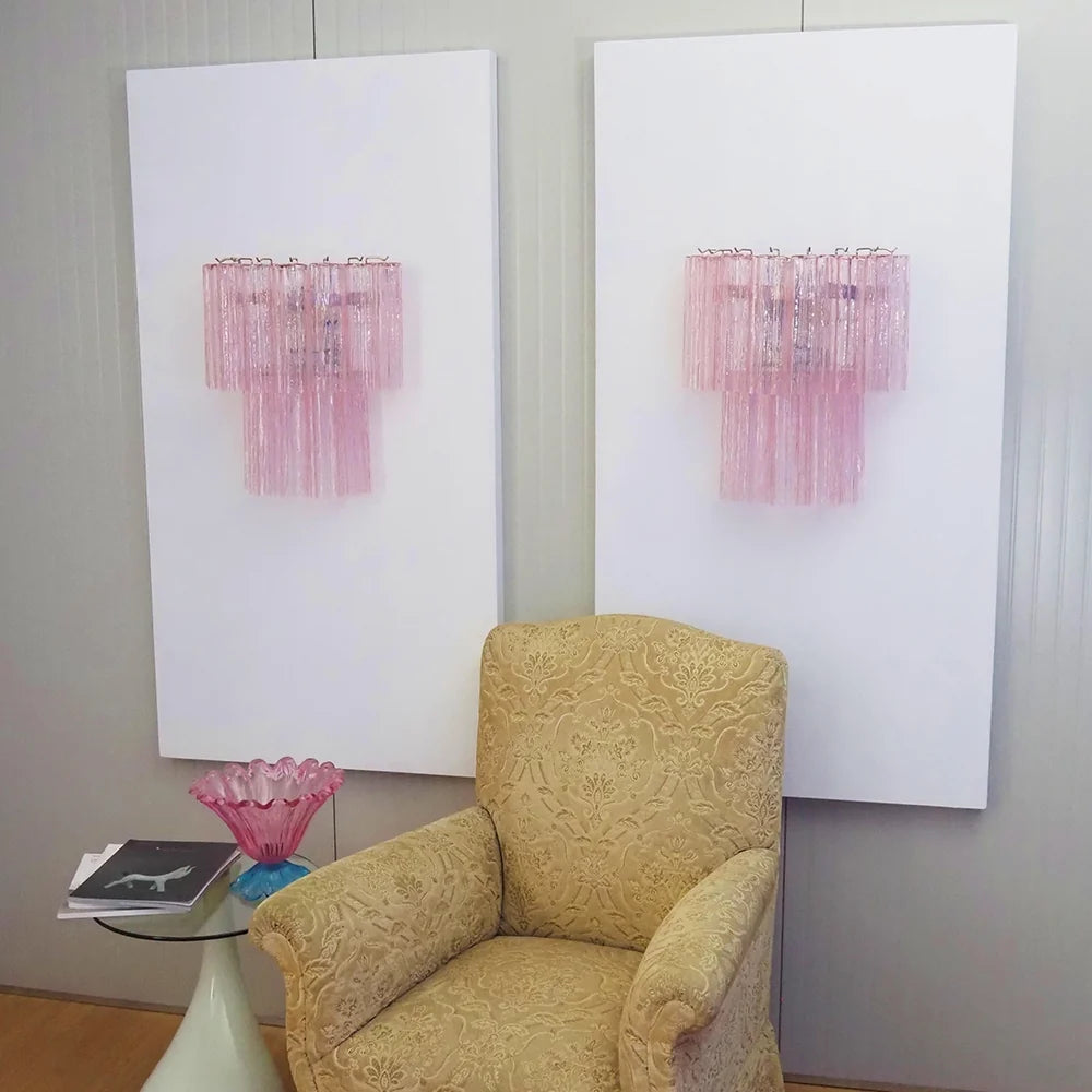Star Shaped Murano Pink Glass Wall Lamp