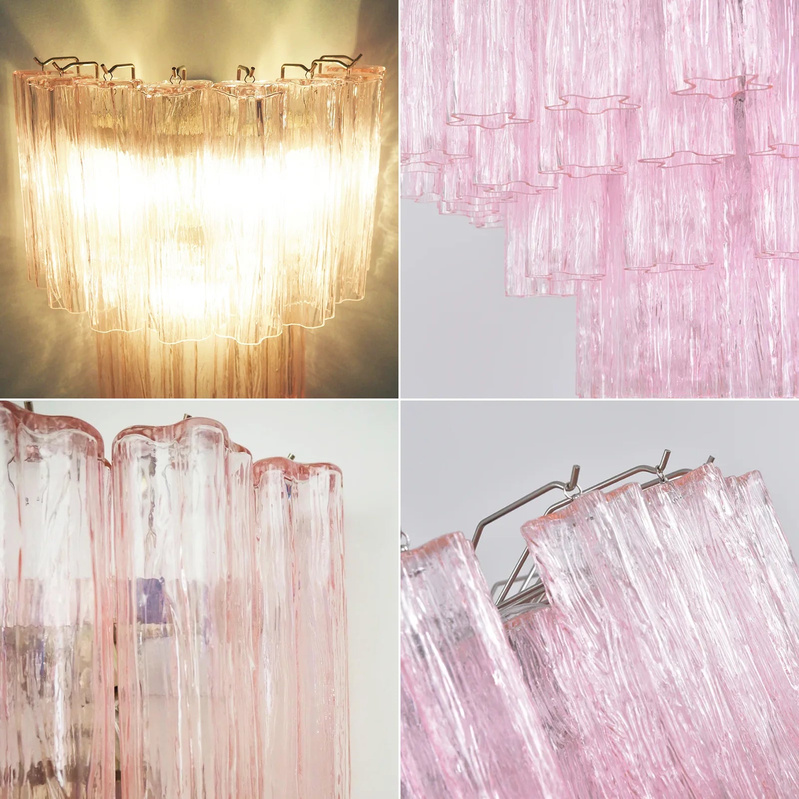 Star Shaped Murano Pink Glass Wall Lamp