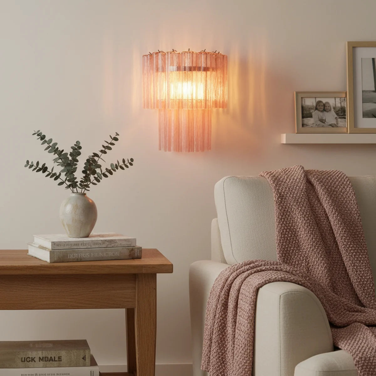 Star Shaped Murano Pink Glass Wall Lamp