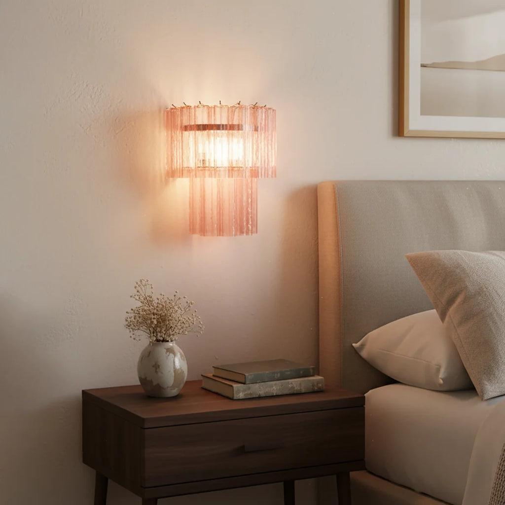 Star Shaped Murano Pink Glass Wall Lamp