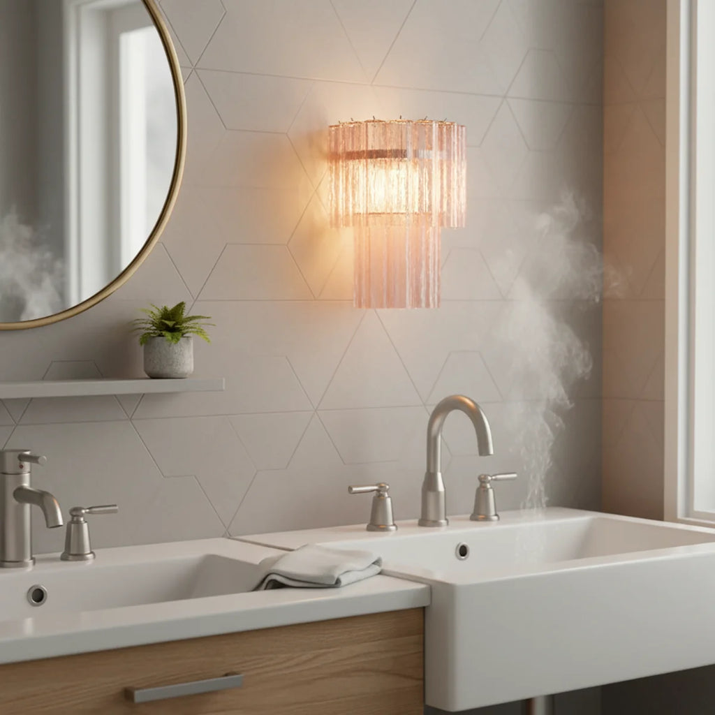 Star Shaped Murano Pink Glass Wall Lamp