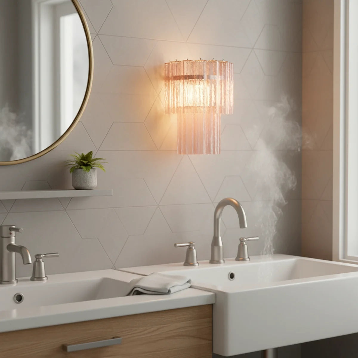 Star Shaped Murano Pink Glass Wall Lamp