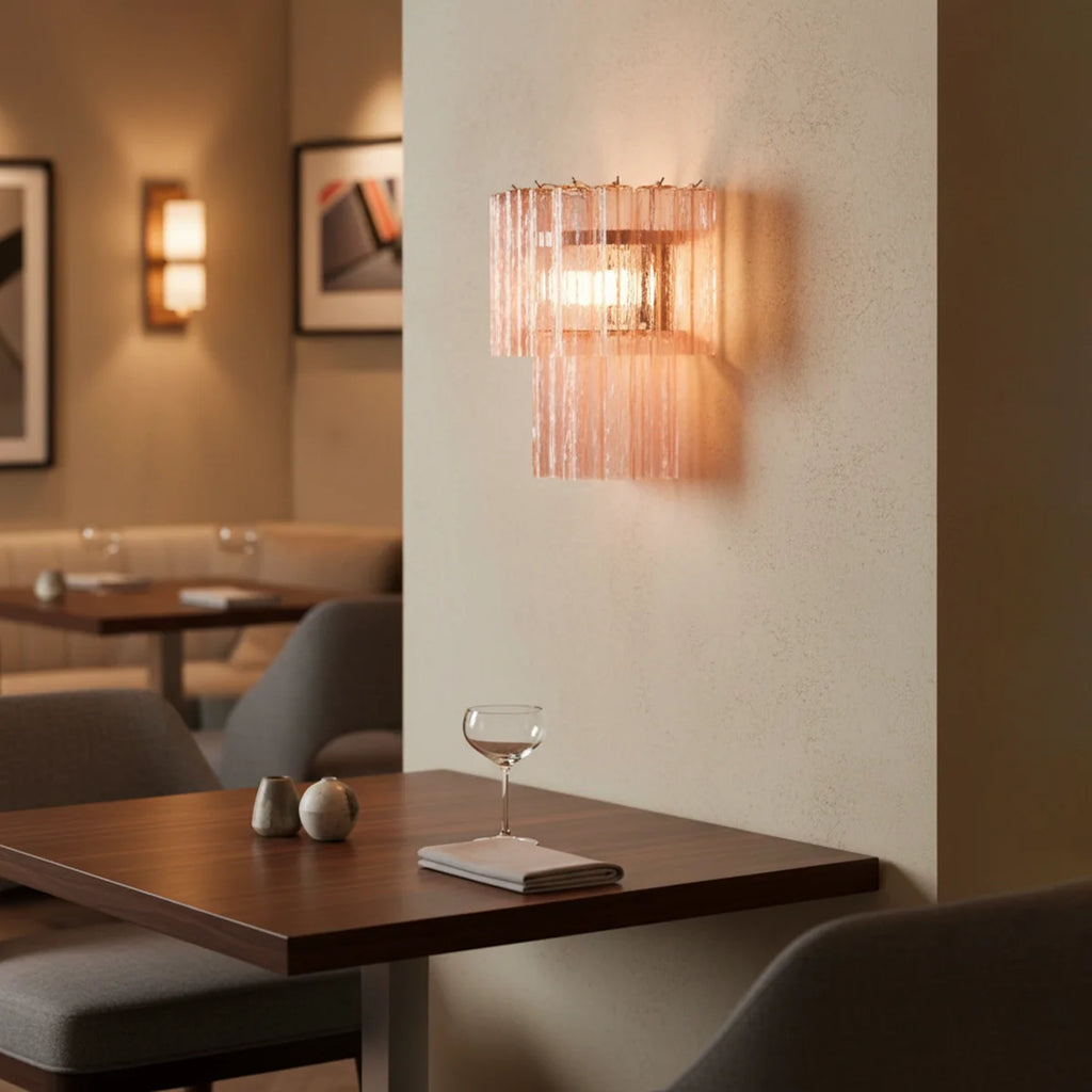 Star Shaped Murano Pink Glass Wall Lamp