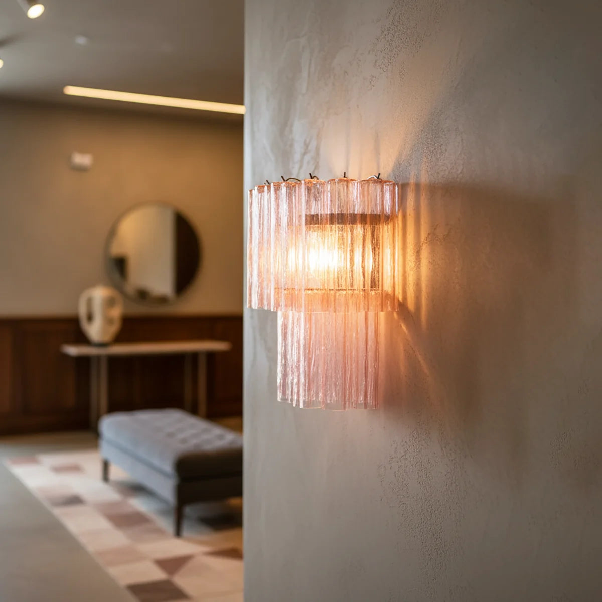 Star Shaped Murano Pink Glass Wall Lamp