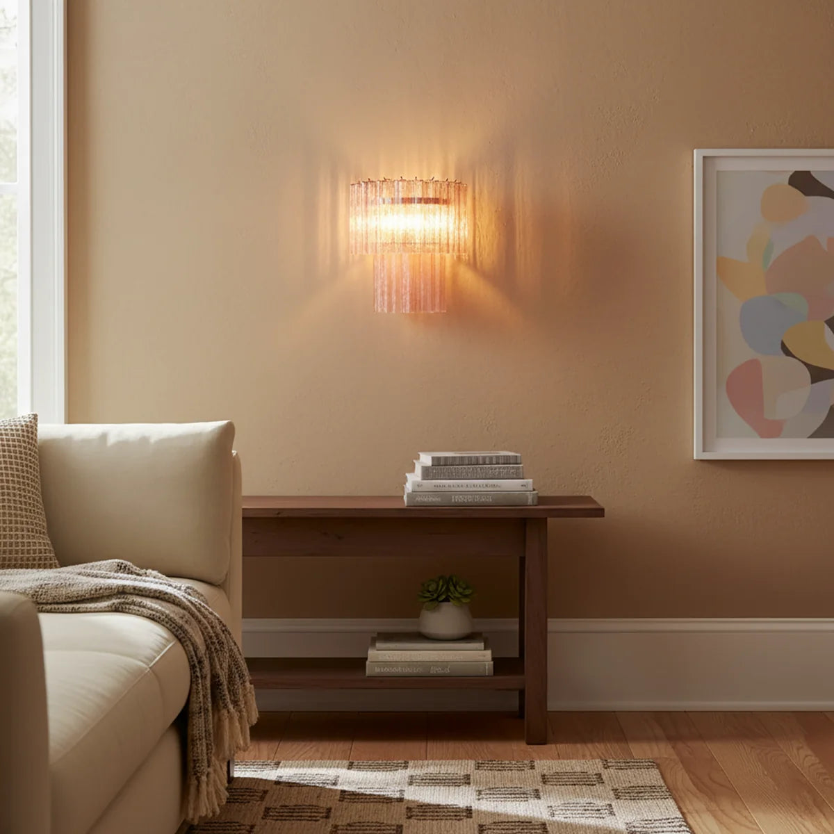Star Shaped Murano Pink Glass Wall Lamp