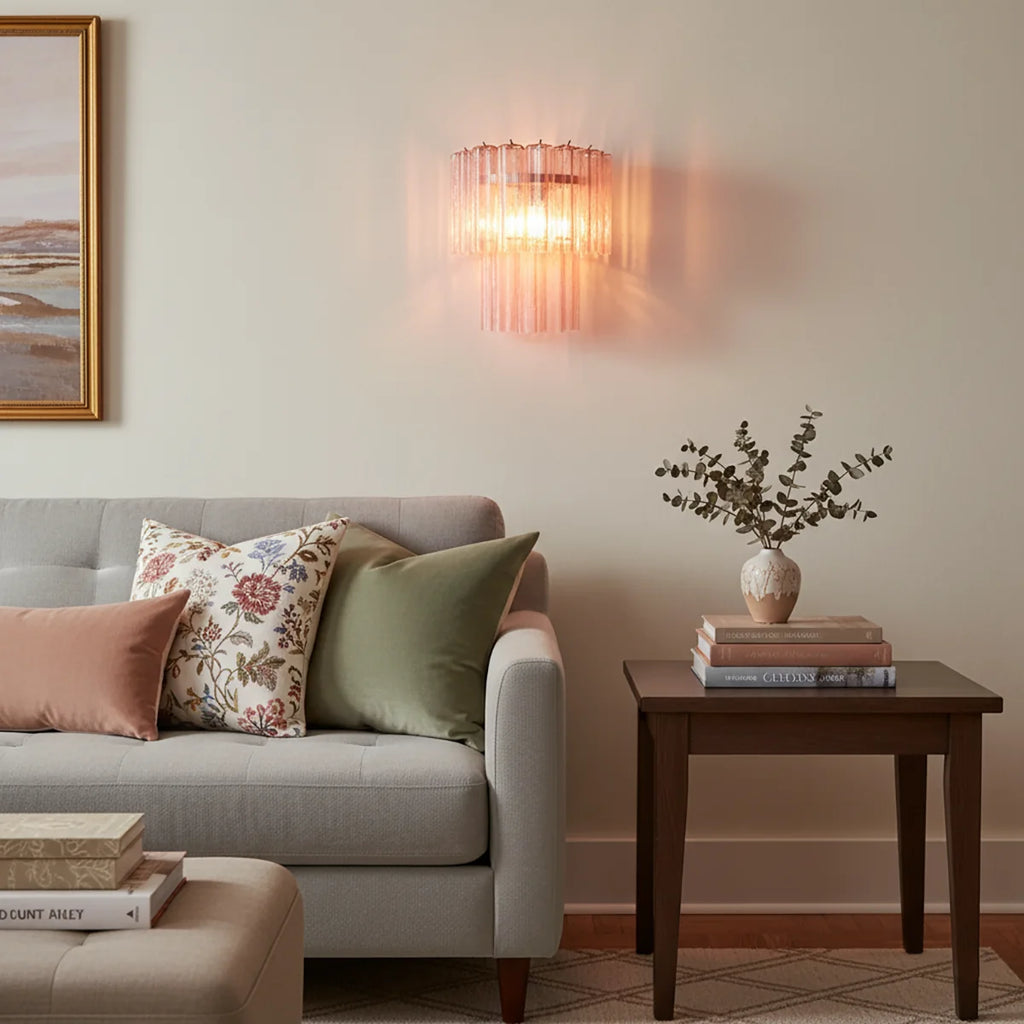 Star Shaped Murano Pink Glass Wall Lamp