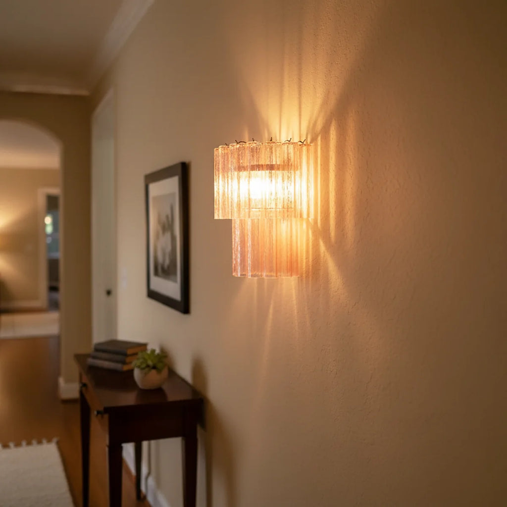Star Shaped Murano Pink Glass Wall Lamp