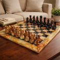 Green Onyx and Black Marble Chess Set 12 Inches - Premium Handmade