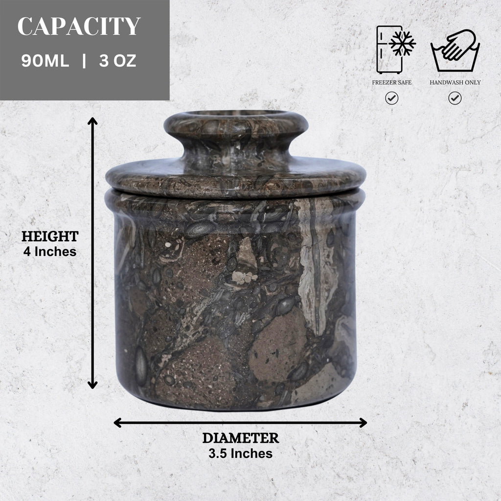 Oceanic Marble Butter Keeper with Lid - French Butter Keeper