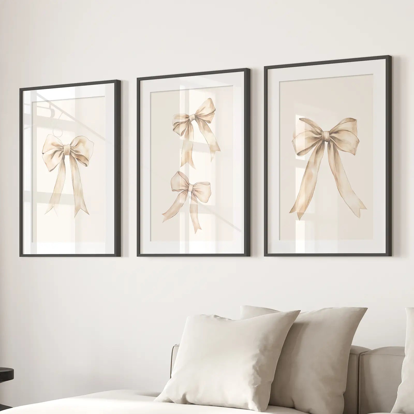 Neutral Bow Nursery Wall Art Set