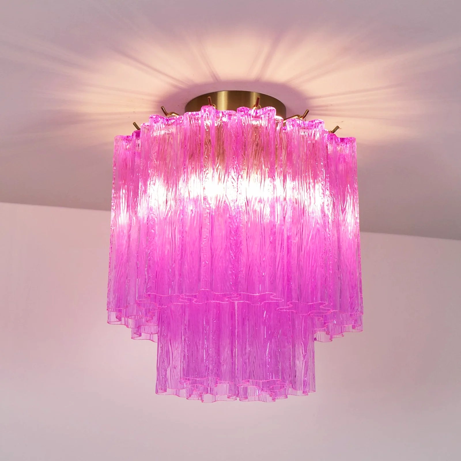 Purple Glass Tubes Murano Ceiling Lamp
