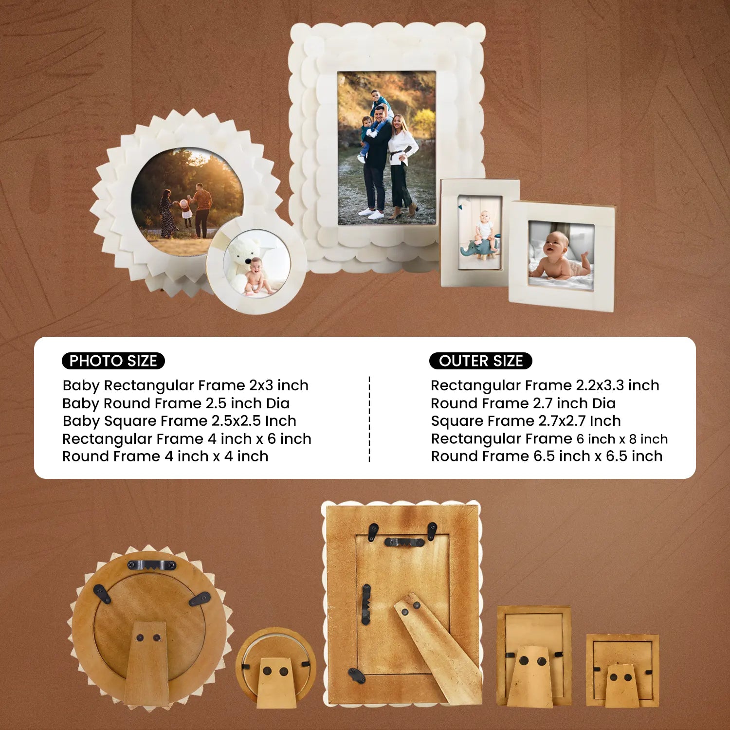 White Bone Inlay Picture Frames Set of 5 | The Royal Collection