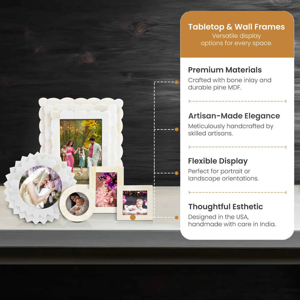 White Bone Inlay Picture Frames Set of 5 | The Royal Collection