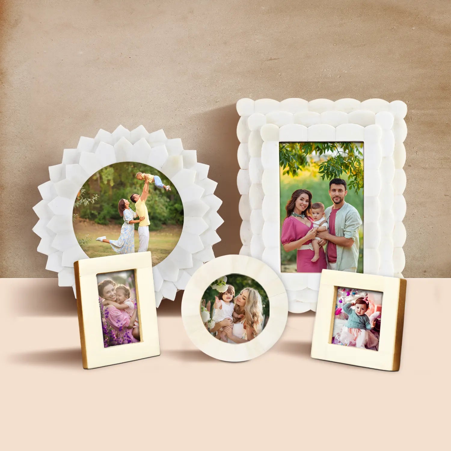 White Bone Inlay Picture Frames Set of 5 | The Royal Collection