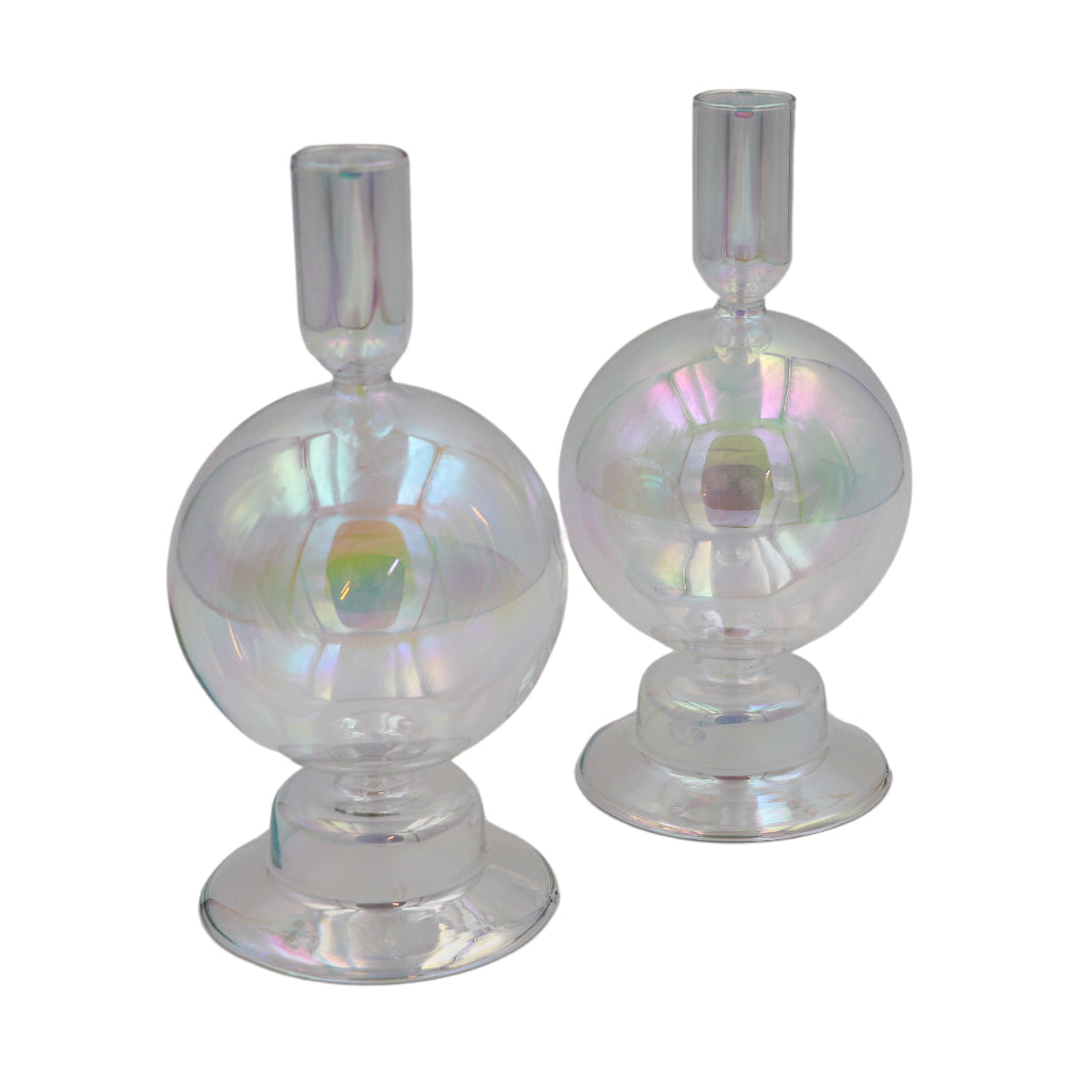 Rainbow Prism Bauble Candle Holders - Pair