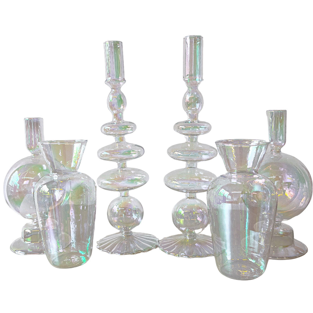 Rainbow Prism Bauble Candle Holders - Pair