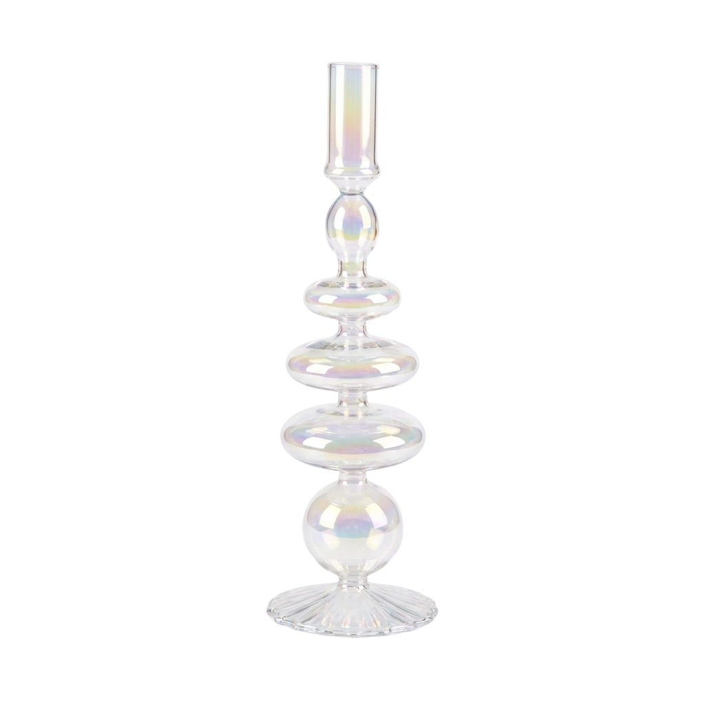 Rainbow Prism Glass Candle Holders - Pair