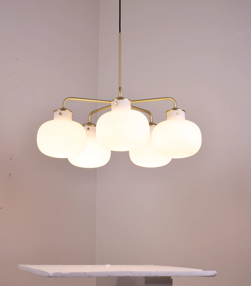 Modern Raito Opal Glass Chandelier