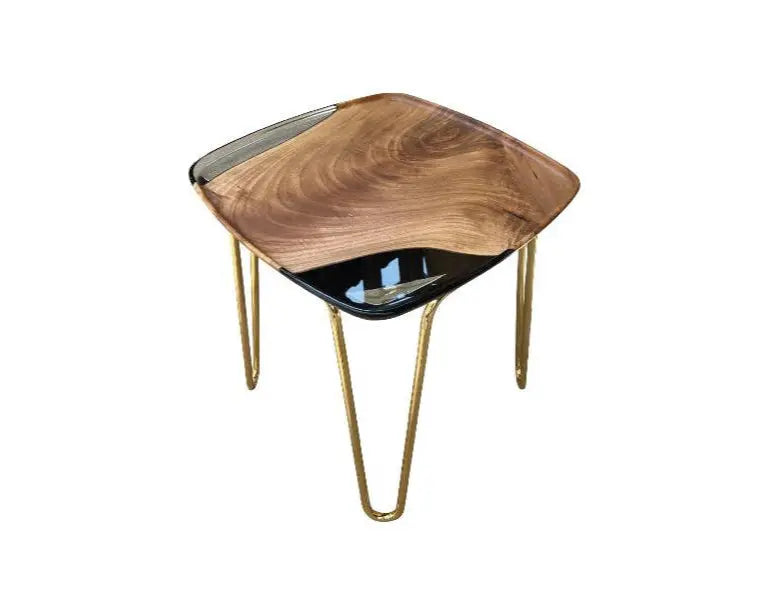 Ivory Rectangular Walnut & Resin Side Table