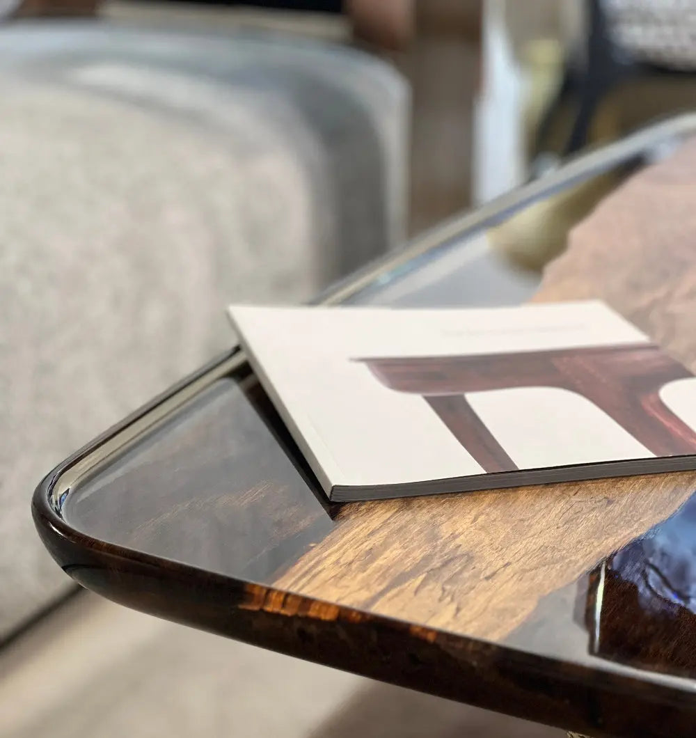 Ivory Rectangular Walnut & Resin Side Table