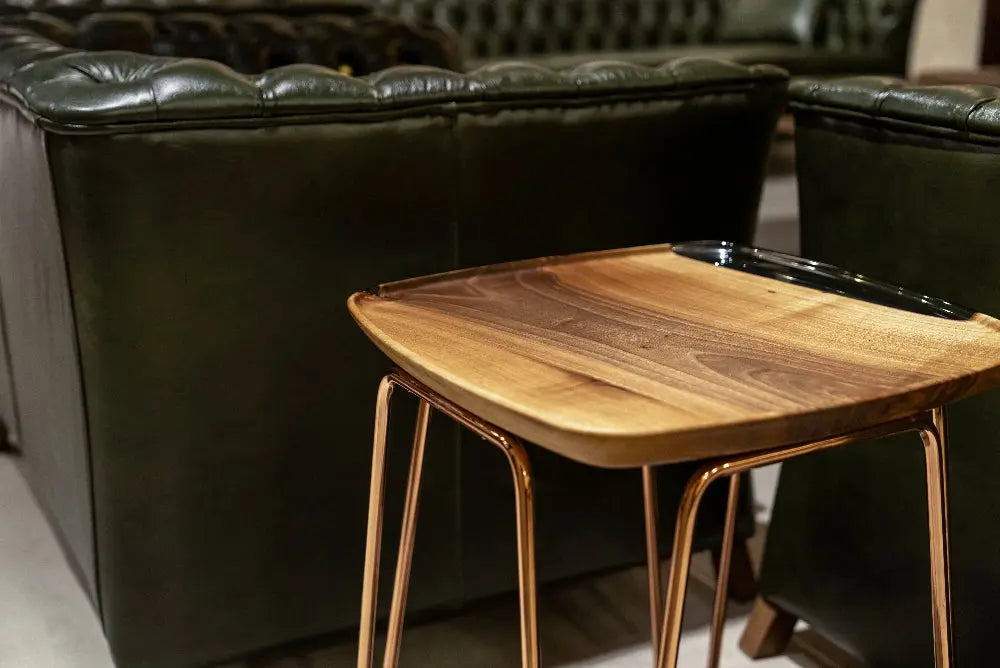 Ivory Rectangular Walnut & Resin Side Table