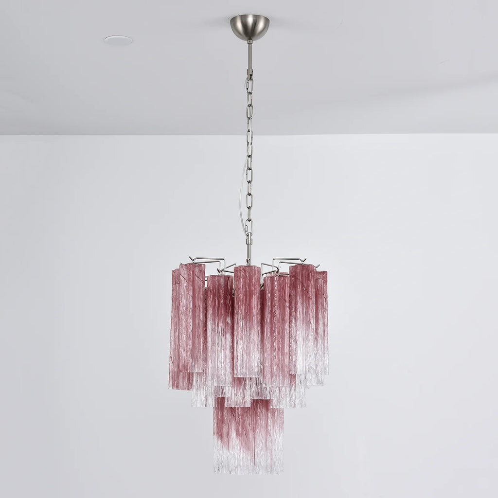 Gradient Red Murano Glass Tube Chandelier