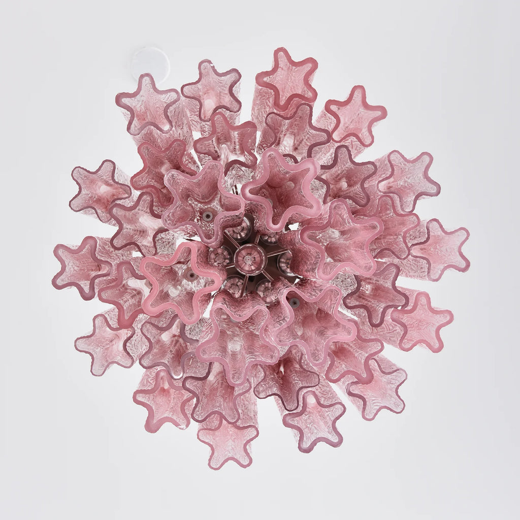 Gradient Red Murano Glass Tube Chandelier
