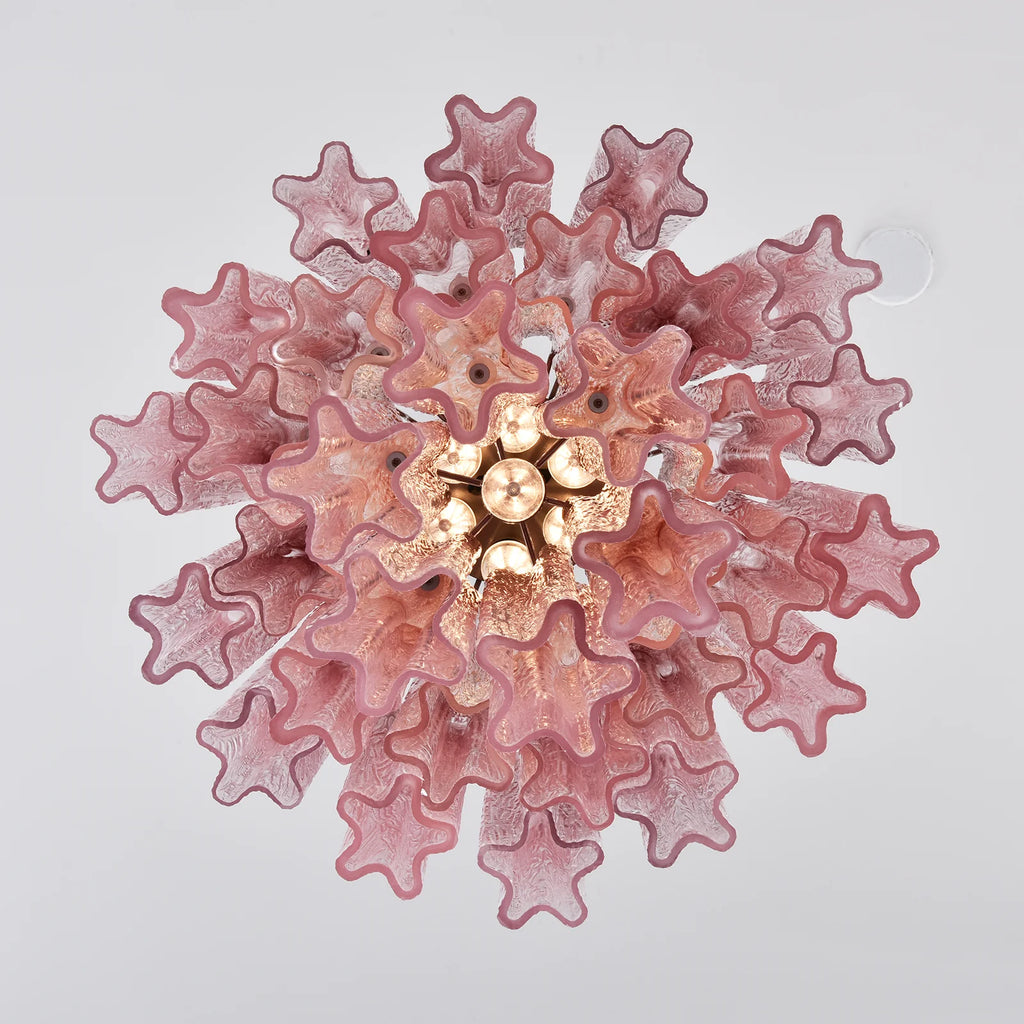 Gradient Red Murano Glass Tube Chandelier