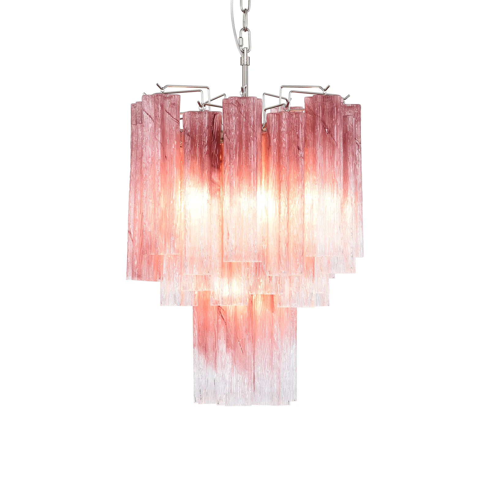 Gradient Red Murano Glass Tube Chandelier