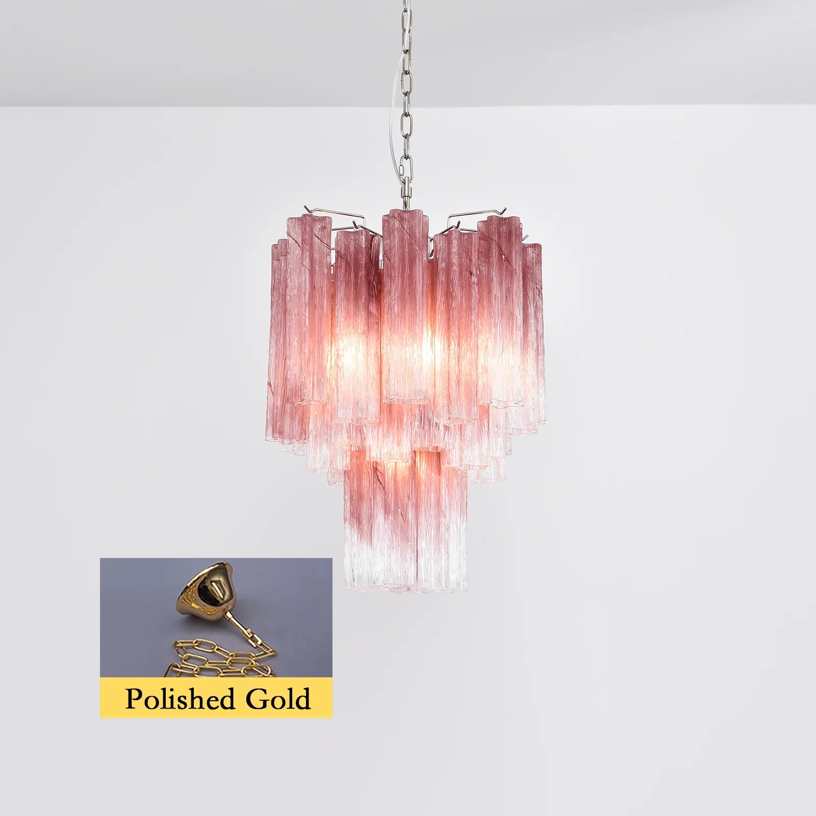 Murano Glass Tube Chandelier — Gradient Red