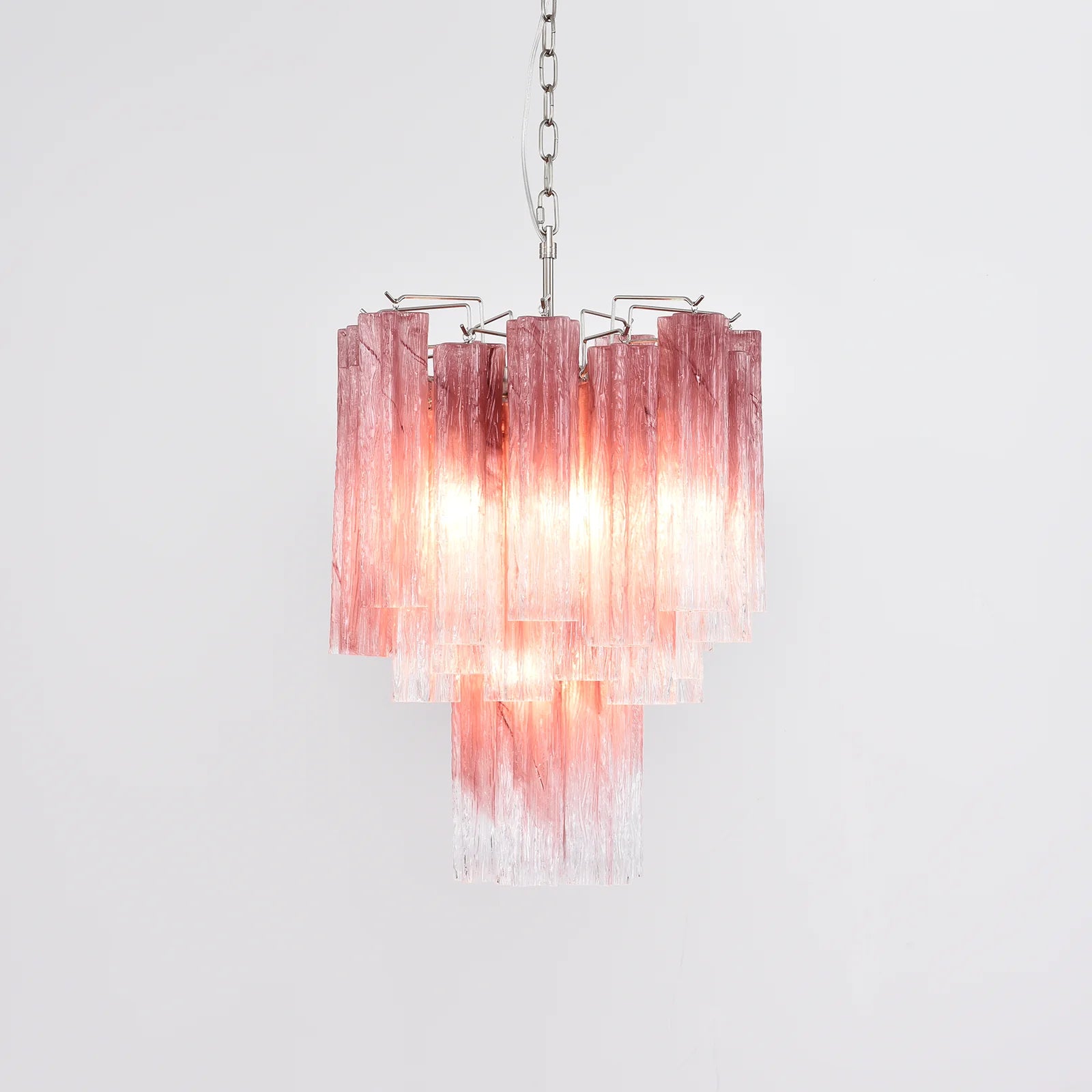 Gradient Red Murano Glass Tube Chandelier